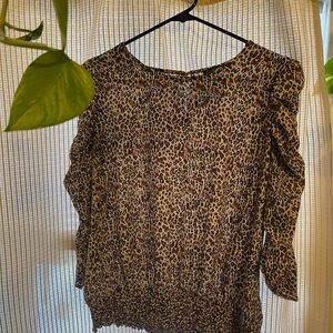 Adrianna Papell Brown Leopard Print Blouse